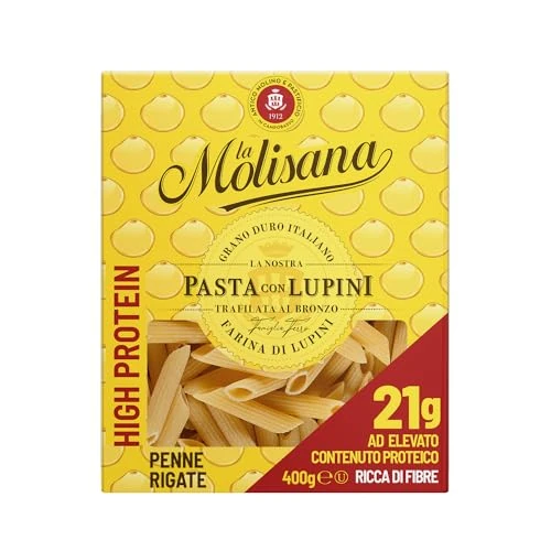 Offerta a tempo: La Molisana, Penne Rigate con Lupini, Pasta Proteica con Farina di Lupini e Semola di Grano Duro Italiano - Trafilata al Bronzo, Ricca di Proteine Vegetali e Fibre, Tenace e Gustosa - Confezione 400g - 30% da 2.49 € a 1.75 €