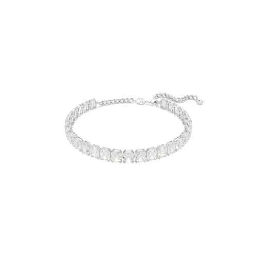 Swarovski Millenia Choker, Weiße, Rhodinierte Halskette mit Strahlenden Kristallen im Oktagon-Schliff