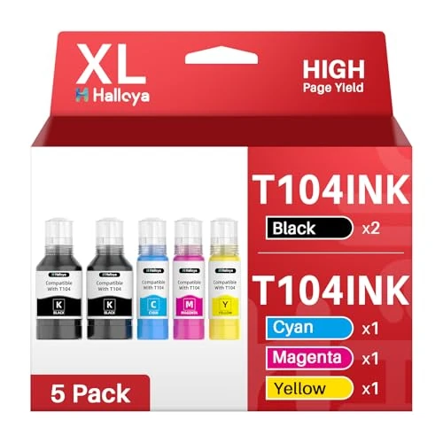 Zeitlich begrenztes Angebot: Halloya Tinte 104 Multipack kompatibel für Epson 104 Tinte ET-2820 ET-4800 | Kompatibel für Epson ET-2870 ET-2810 ET-2862 ET-2826 ET-2856 ET-4810 ET-2811 ET-2812 ET-2814 ET-2815 ET-2821 ET-2710 von 16.99 € auf 14.42 € (15% Rab