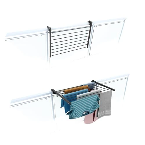Offre limitée : Foxydry Duo Étendoir de balcon pliable d'extérieur, robuste, en acier inoxydable et aluminium, pour balustrade de balcon, terrasse, anthracite, longueur 82 cm de 79.70 € à 71.73 € (10% de remise)