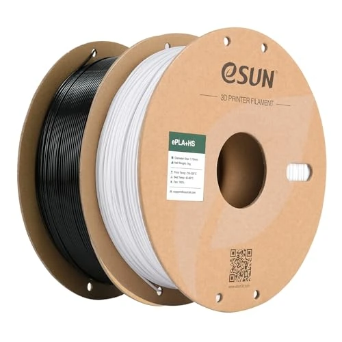 Limited offer: eSUN PLA+ Filament 1.75mm, PLA+HS High Speed 3D Printer Filament Dimensional Accuracy +/- 0.02mm, 1kg Spool, 2 Spools for Printers, Black+Cool White from 52.99 EUR to 26.16 EUR (save 51%)