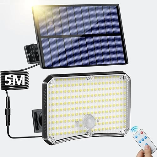 Limited-time offer: TOPPELIGHT Solar Light with Motion Sensor, 200 LED Outdoor Solar LED Spotlight with Remote Control for Garage Garden from 20.93 GBP to 20.93 GBP (save 0%)