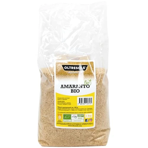 Oltresole, Amaranto Ecológico 1 Kg, Cereal de grano crudo, Semillas de agricultura ecológica controlada, Rico en fibras, minerales y vitaminas, Pack Familiar Ideal