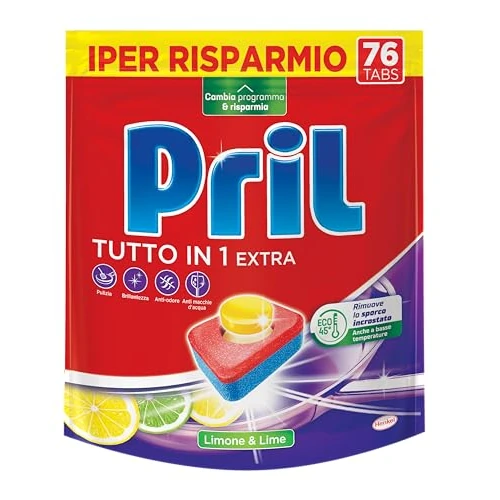 Offerta a tempo: Pril Tutto in 1 Extra Tabs Limone Detersivo, 76 tabs - 12% da 12.49 € a 10.99 €