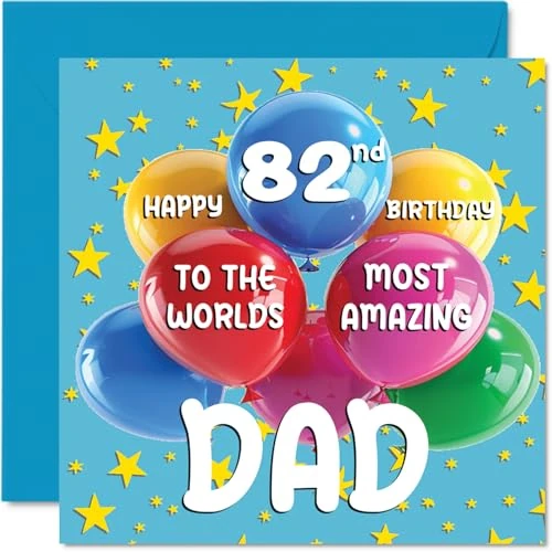 Limited offer: 82nd Dad Birthday Card - World's Most Amazing Dad - Happy 82nd Birthday Card from Son Daughter, 145mm Age 82 Greeting Cards for Father Papa from 3.99 EUR to 3.99 EUR (save 0%)