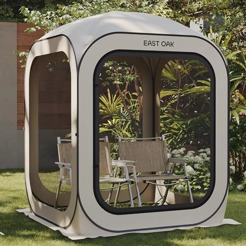 Offerta a tempo: EAST OAK Gazebo 1,2x1,2M Pieghevole Esterno Resistente, Tendone da Esterno per 1-2 persones, Tenda per Campeggio, Feste, Protezione UPF 50+, Ventilazione a 360°, Antizanzare, Include una borsa, Beige - 36% da 129.99 € a 83.74 €