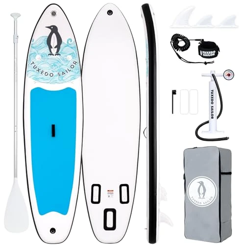 Offre limitée : Tuxedo Sailor Paddle Gonflable Adulte, Planche de Stand Up Paddle Gonflable Sup Paddle Board Gonflable Planche à Pagaie Gonflable avec Accessoires Complets (Llight Blue) de 199.99 € à 199.99 € (0.00% de remise)