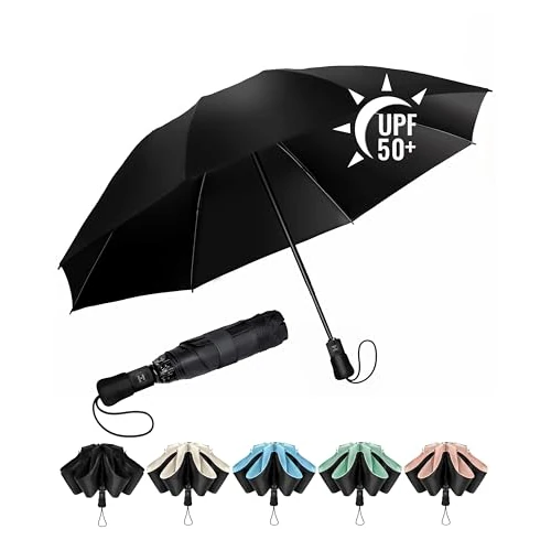 Oferta limitada: Chakipee Paraguas plegable Antiviento mujer - Paraguas invertido resistente al viento, Paraguas de viaje automático portátil compacto hombre, revestimiento de 210T, resistente a los rayos UV de 19.79 € a 16.12 € (ahorro 19%)