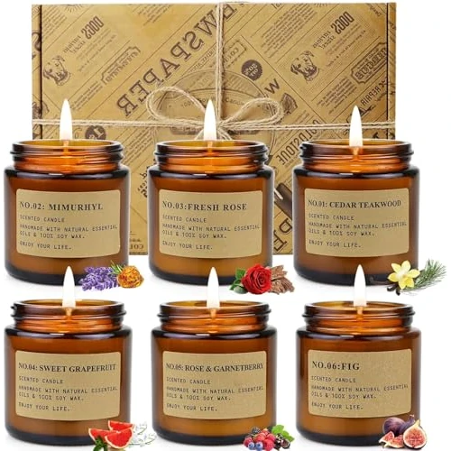 Limited-time offer: 6 Pack Candles Gifts Set for Women, Home Scented Jar Candle Lavender Amber Fig Rose Mint, Presents for Mom Her Woman Gifts,Soy Wax Stress Relief, Set Birthday Weddings Present from 17.99 GBP to 16.99 GBP (save 6%)