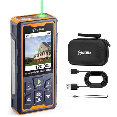 Limited-time offer: CIGMAN Green Laser Measure Device CD-120G, 4X Zoom Camere Position 120m/393 ft Laser Distance Meter, Portable Laser Measurement Tool, LCD Display, High Accuracy Laser Tool, Rechargeable Battery from 169.99 £ to 169.99 £ (save 0.00%)