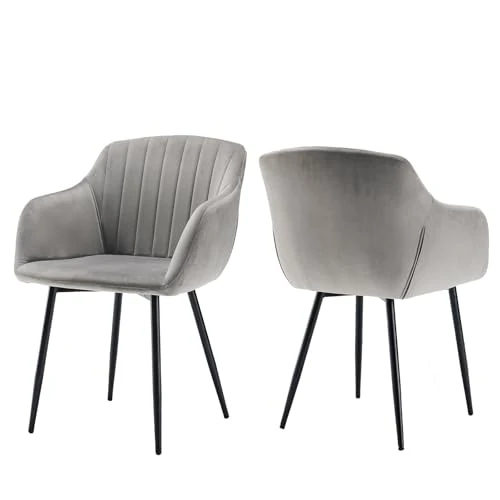 Oferta limitowana: Goeurvant Krzesło tapicerowane z podłokietnikami, krzesła do jadalni, zestaw 2 szt., krzesło kuchenne, krzesło z podłokietnikami, aksamitne, krzesła do jadalni, metalowe nogi, krzesło do salonu z 635.64 zł na 635.64 zł (oszczędź 0.00%)