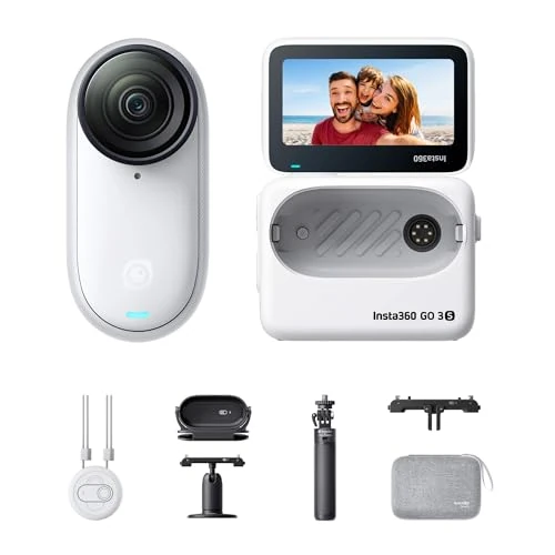 Oferta limitada: Insta360 GO 3S Kit de Viaje - Cámara Vlogging 4K, POV Manos Libres, Móntala Donde Quieras, Estabilización, 140 Min de batería, Impermeable 10 M, Edición IA, Apple Find My, Vlog, Viajes, Blanco de 429.00 € a 369.00 € (ahorro 14%)