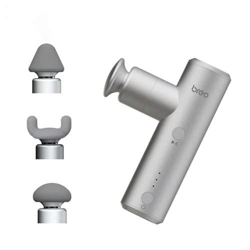 Offerta a tempo: Breo S1 mini Pistola Massaggio Percussivo Muscolare, Argento | 4 livelli di intensità, 3 testine massaggianti rimovibili, potente e silenzioso, compatto per casa, ufficio e sport - 46% da 69.00 € a 37.05 €