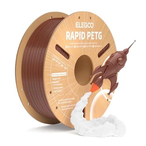 Limited offer: ELEGOO Rapid PETG Filament 1.75mm Brown 1KG, High Speed 30-600mm/s 3D Printer Filament Dimensional Accuracy +/- 0.02 mm, 1kg Cardboard Spool(2.2lbs) Fits for Most FDM 3D Printers from 15.99 EUR to 13.59 EUR (save 15%)