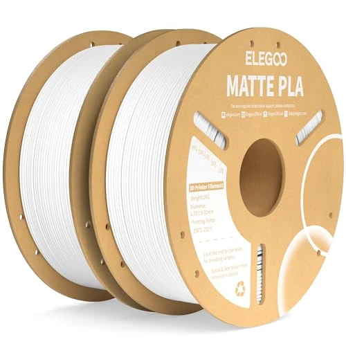 Offerta a tempo: ELEGOO Filamento PLA Matte Bianco 2 kg, 1,75 mm, Opaco PLA Filamento per Stampante 3D, precisione di misurazione +/- 0,02 mm, adatto per maggior parte delle stampanti 3D FDM - 5% da 39.99 € a 37.99 €