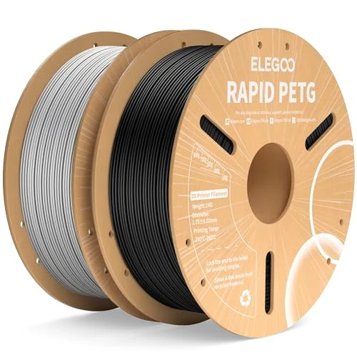 Limitiertes Angebot: ELEGOO Rapid PETG Filament 1.75mm Schwarz Grau 2 KG, High Speed 600mm/s 3D Drucker Filament Maßgenauigkeit +/- 0.02 mm, 2kg Pappspule(4.4lbs) Passend für die Meisten 3D Printer von 28.98 EUR auf 28.98 EUR (Spare 0%)