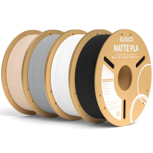 Offerta a tempo: ELEGOO Filamento PLA Matte Nero & Bianco & Grigio & Beige 4 kg, 1,75 mm, Opaco PLA Filamento per Stampante 3D, precisione di misurazione +/- 0,02 mm, adatto per maggior parte delle stampanti 3D FDM - 10% da 61.99 € a 55.95 €