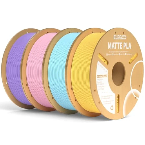Limited-time offer: ELEGOO Matte PLA Filament Bundle 4KG, 1.75mm 3D Printer Filament Dimensional Accuracy +/- 0.02mm, 1kg Carboard Spool (2.2lbs) Fits for Most FDM 3D Printers(Yellow, Ice Blue, Pink, Purple) from 48.96 £ to 48.96 £ (save 0.00%)