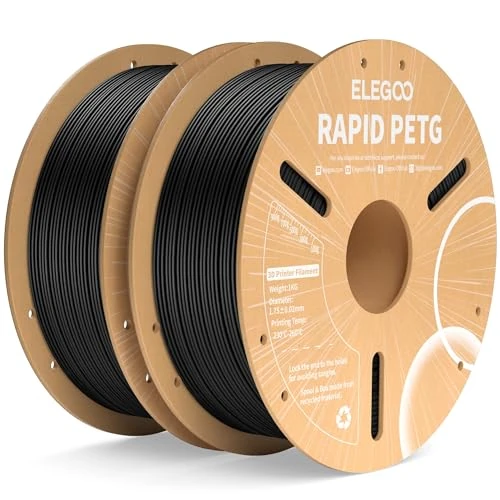 Limitiertes Angebot: ELEGOO Rapid PETG Filament 1.75mm Schwarz 2 KG, High Speed 600mm/s 3D Drucker Filament Maßgenauigkeit +/- 0.02 mm, 2kg Pappspule(4.4lbs) Passend für die Meisten 3D Printer von 28.87 EUR auf 25.98 EUR (Spare 10%)