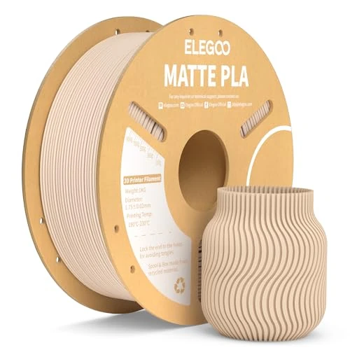 ELEGOO Filamento PLA Matte Beige 1 kg, 1,75 mm, Opaco PLA Filamento per Stampante 3D, precisione di misurazione +/- 0,02 mm, adatto per maggior parte delle stampanti 3D FDM