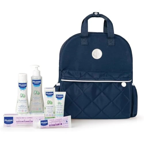 Offerta a tempo: Mustela Zaino Prime Coccole con Prodotti Kit Nascita per Viso, Corpo, Cambio Pannolino, Neonati e Bambini - Fin Dalla Nascita, Idea Regalo Neonato (Colore Blu) - 28% da 44.90 € a 32.30 €