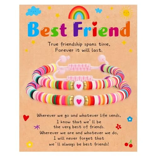 Offerta a tempo: Esmoly Braccialetti Amicizia Donna Friendship Bracelet 2 Pezzi Bracciale Regolabili Amiche per Sempre Regalo Donna Compleanno (colorate) - 58% da 11.99 € a 5.00 €