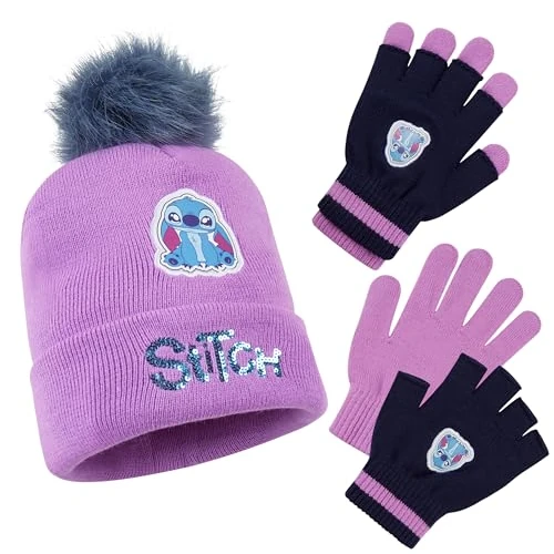Limited offer: Disney Stitch Girls Beanie Scarf Teenagers Kids Gloves Winter Accessories School Travel Stitch Gifts, Choose from Sets from 14.09 EUR to 11.27 EUR (save 20%)