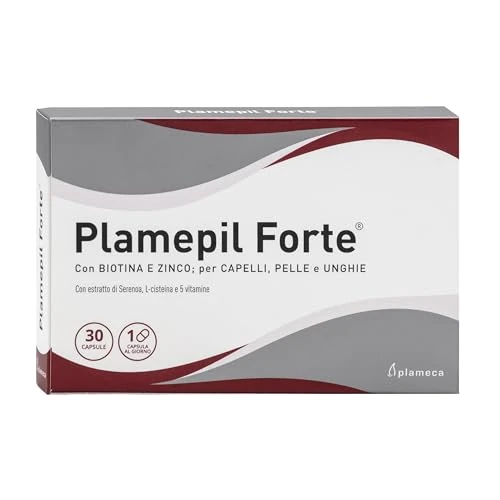 Plameca Plamepil Forte - Integratori per Capelli - Con Biotina, L-cisteina, Serenoa Repens, Zinco e 5 Vitamine - 30 Capsule