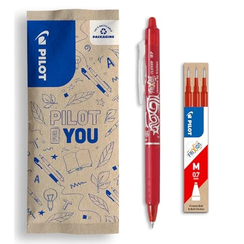 Offre limitée : PILOT - Lot de 1 FriXion Ball Clicker + 1 Set de 3 Recharges - Stylo Rétractable Effaçable à Encre Thermosensible - Roller Rechargeable et Ergonomique - Rouge - Pointe Moyenne de 8.64 € à 8.64 € (0.00% de remise)