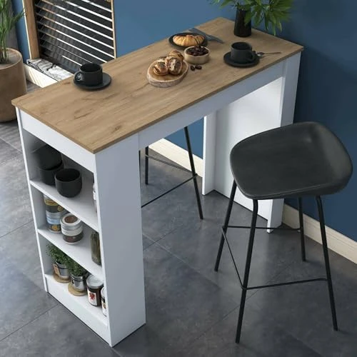 Offerta a tempo: Dmora - Tavolo fisso Navi, Ripiano da cucina, Consolle per sala da pranzo, Ripiano rettangolare fisso, 120x50h100 cm, Noce e Bianco - 46% da 169.99 € a 91.99 €
