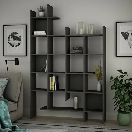Zeitlich begrenztes Angebot: Dmora - Bücherregal Chertan, Büroregal, Mobiler Buchhalter, Bücherbrett, 122x26h188 cm, Anthrazit von 380.99 € auf 380.99 € (0.00% Rabatt)