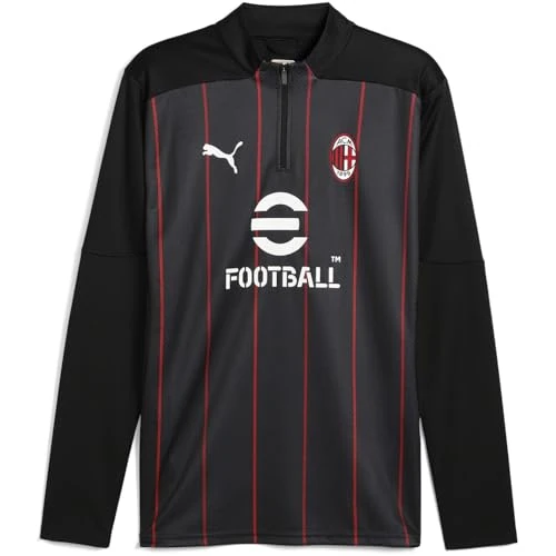 A.C. Milan - Prematch 1/4 Zip Adult Long Sleeve Football Training Shirt with AC Milan and Puma Logo Official Product Unisex Black or White