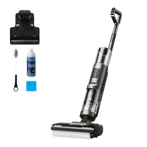 Eureka Rapidwash NEW430 Cordless Vacuum Cleaner, 15000Pa, 0.8L/0.45L Double Tank for Hard Floors and Pet Hair, with Voice Navigation, Self Cleaning and Drying