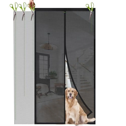 Sekey Can be Shortened Fly Screen Door, Magnetic Insect Protection, Magnetic Curtain, Fly Screen Balcony Door, Magnet, Adhesive mounting, no Drilling Required, 200 x 220 cm, Black