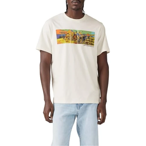 Offerta a tempo: Levi's SS Relaxed Fit Tee, T-Shirt Uomo, Archival Rodeo Egret, S - 49% da 35.00 € a 17.93 €