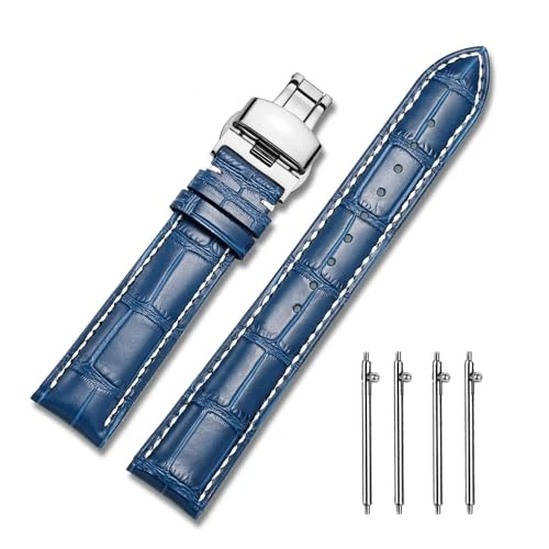 Limited-time offer: MUENShop Leather Watch Straps Quick Release Polished Deployment Buckle 18mm 19mm 20mm 21mm 22mm 23mm 24mm Black Brown Blue Green Replacement Watch Band for Men Women from 14.99 GBP to 14.99 GBP (save 0%)