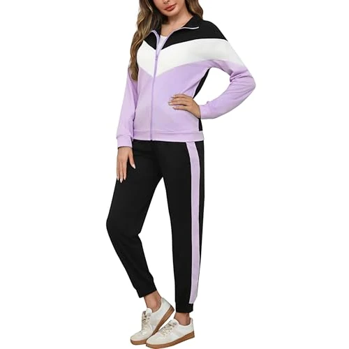 Offerta a tempo: Marvmys Tuta Donna Completa Sportivo Inverno Set Due Pezzi Colore Contrasto Invernale Sportivi Abbigliamento Jogging Yoga Training Fitness - 38% da 39.99 € a 24.98 €