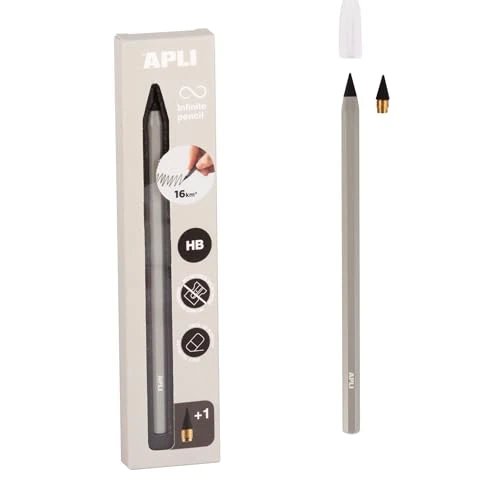 Offre limitée : APLI 19802 Crayon infini avec corps gris, crayon éternel sans encre avec mine de recharge de 4.99 € à 4.99 € (0.00% de remise)