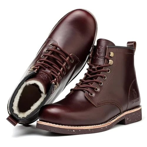 Offre limitee: SL-Saint Bottes à bout souple faites à la main, imperméables, en cuir de vachette Doublure Laine d'Australie(Doublure-Laine, Marron, Adulte, Homme, 46, Numérique, Système Taille Chaussures EU, Moyen) de 129.99 EUR a 129.99 EUR (economie 0%)