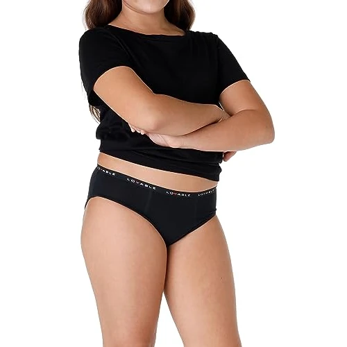 Offerta a tempo: Lovable Slip da Ciclo Mestruale Flusso Medio in Cotone | Mutande Riutilizzabili e Assorbenti Primi Cicli | My First Period Panties Bambine e Ragazze, Nero, 14 Anni - 50% da 18.90 € a 9.45 €