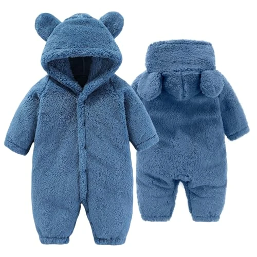 Offerta a tempo: Yaopelky Neonato Orso Snowsuit Neonato Pile Romper Bambino Tuta con cappuccio Inverno Caldo Outwear per Ragazze Ragazzi 0-12M (Blu, 6-9 mesi) - 35% da 20.99 € a 13.64 €