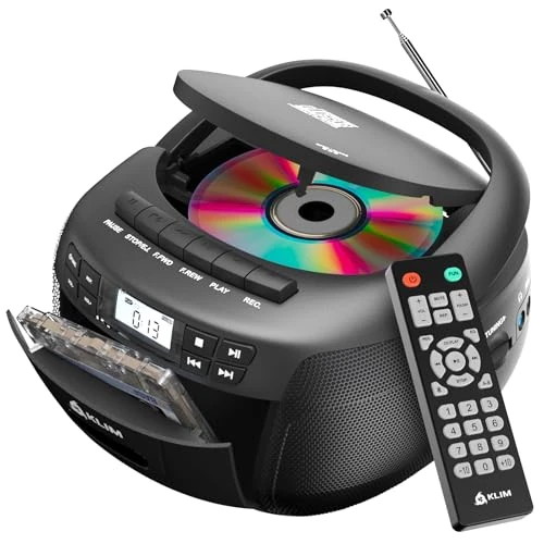 Offerta a tempo: KLIM Lettore CD + Lettore Cassette Audio, AM/FM Radio Bluetooth, Stereo CD Player, Remota, Registrazione Su Nastro, USB Drive, AUX, Radio Stereo Casa Alimentazione AC/DC — 15% da 72,97 € a 61,97 €