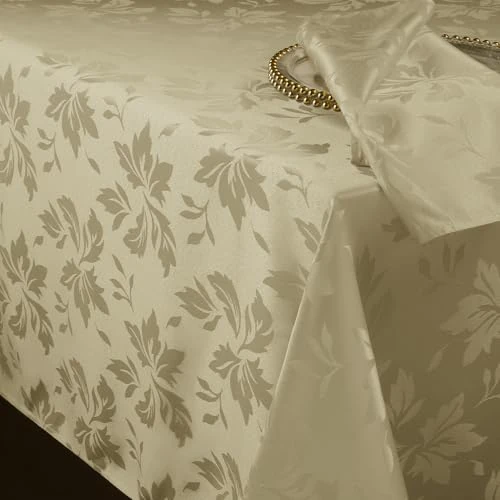 Romanstile Stain Resistant Tablecloth 240 x 140 cm Rectangular Tablecloths for 6-8 Seater Jacquard Decorative Tablecloth for Birthday Party Kitchen Dining Room Beige 1 Piece