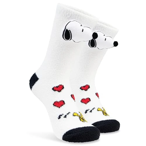Limited offer: Peanuts Snoopy Fluffy Slipper Socks for Women Teens UK Size 2.5-7.5, Soft Breathable Non-Slip Casual Bed Socks, Gifts for Her from 11.94 EUR to 9.43 EUR (save 21%)