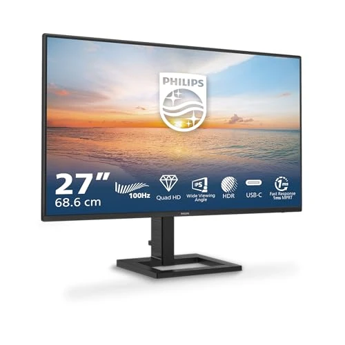 Limitiertes Angebot: Philips 27E1N1600AM - 27 Zoll Quad HD Monitor, Lautsprecher, höhenverstellbar (2560x1440, 100Hz, 1x HDMI 1.4, 1x USB-C (65W PD), USB Hub) schwarz von 219.00 EUR auf 169.00 EUR (Spare 23%)