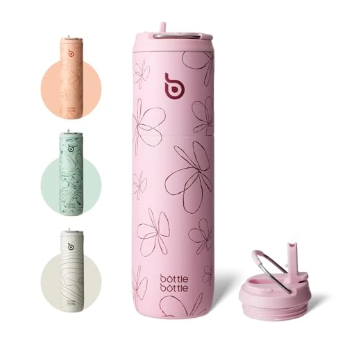 Limited offer: BOTTLE BOTTLE Insulated Water Bottle 24oz with Straw Lid and Handle for Sports Travel Gym Stainless Steel Water Bottles Double-Wall Vacuum Metal Leak Proof BPA-Free from 24.99 EUR to 21.24 EUR (save 15%)