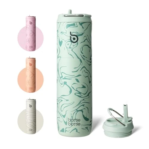 Limited-time offer: Bottle Bottle Stainless Steel Water Bottle 700ml with Straw and Lid Sports Insulated Metal Water Bottles with Handle(Valley Green) from 22.99 GBP to 19.54 GBP (save 15%)