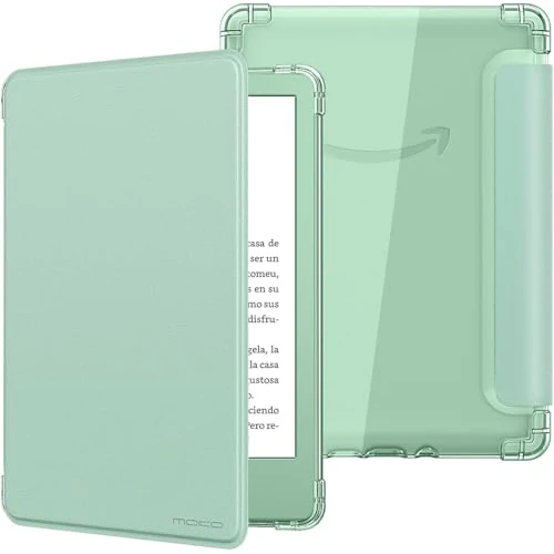MoKo Case for 6" Kindle (11th Generation-2024/2022 Release), Ultra Clear Soft Flexible Transparent TPU Back Cover Light Shell with Auto Wake/Sleep for Kindle 11th Generation 2024, Agave Green
