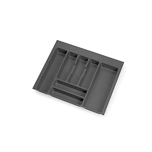 Offerta a tempo: Emuca - Organizzatore di posate, organizzatore cassetto cucina, vaschetta portaposate 536x482mm, 7 scomparti, modulo 60 cm, plastica, Grigio Antracite - 36% da 25.51 € a 16.22 €