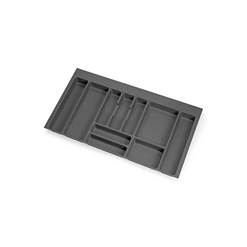 Offerta a tempo: Emuca - Organizzatore di posate, organizzatore cassetto cucina, vaschetta portaposate 836x482mm, 10 scomparti, modulo 90 cm, plastica, Grigio Antracite - 0.00% da 39.09 € a 39.09 €